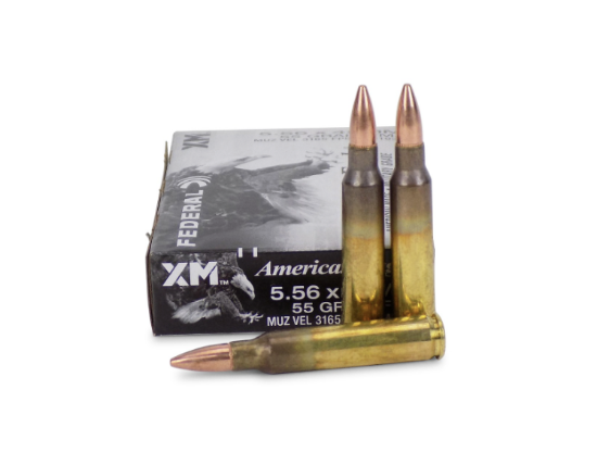 FEDERAL AMERICAN EAGLE 5.56 NATO 55 GRAIN FMJ-BT 20 RDS