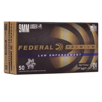 Picture of Federal Premium Law Enforcement 9mm Luger 124 +P Grain HST Jacketed Hollow Point P9HST3