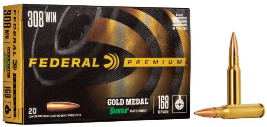Picture of Federal Gold Medal 308 Winchester 168 Grain Sierra Match King BTHP GM308M